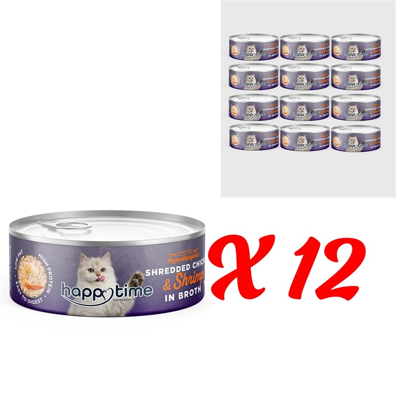 HAPPY TIME TAVUK TİFTİK KARİDES SOSLU YETİŞKİN KEDİ KON 12x70GR