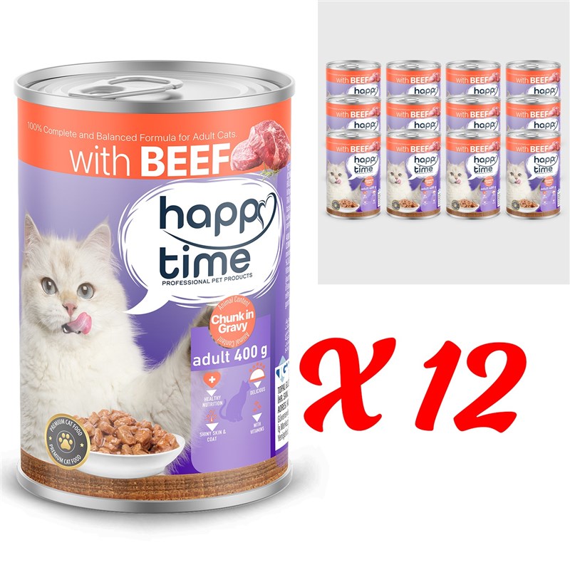 HAPPY TIME BONITO SIĞIR P.ET SOS YETİŞKİN KEDİ KON 12x400GR