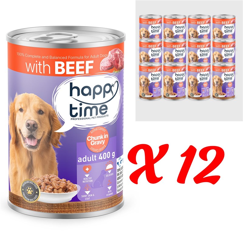 HAPPY TIME BONITO SIĞIR P.ET SOS YETİŞKİN KÖPEK KON 12x400GR