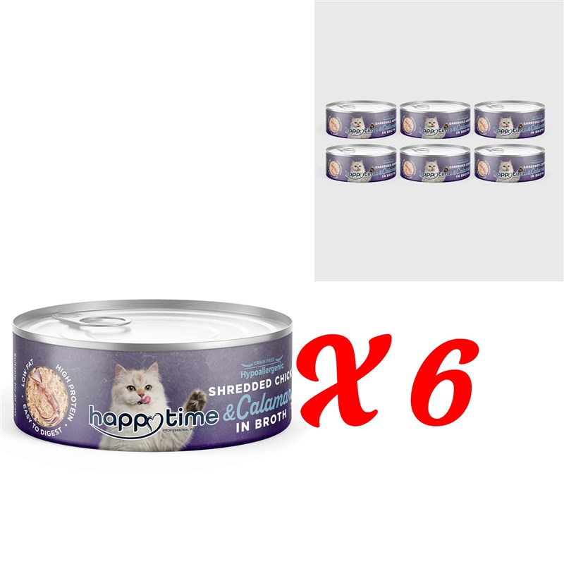 HAPPY TIME TAVUK TİFTİK KALAMAR SOSLU YETİŞKİN KEDİ KON 6x70GR