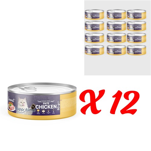 HAPPY TIME TAVUKLU EZME YETİŞKİN KEDİ KONSERVE 12x80GR HAPPY TIME TAVUKLU EZME YETİŞKİN KEDİ KONSERVE 12x80GR