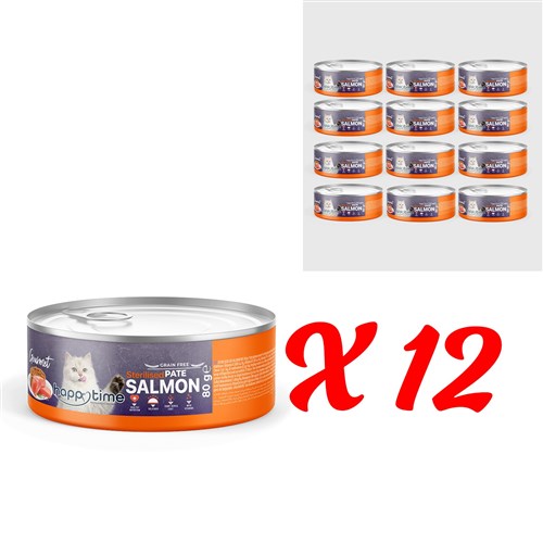 HAPPY TIME SOMONLU EZME KISIR KEDİ KON 12x80GR HAPPY TIME SOMONLU EZME KISIR KEDİ KON 12x80GR