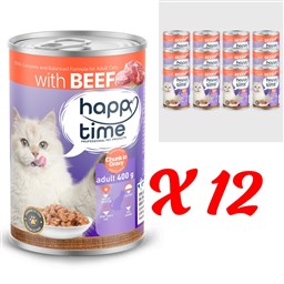 HAPPY TIME BONITO SIĞIR P.ET SOS YETİŞKİN KEDİ KON 12x400GR