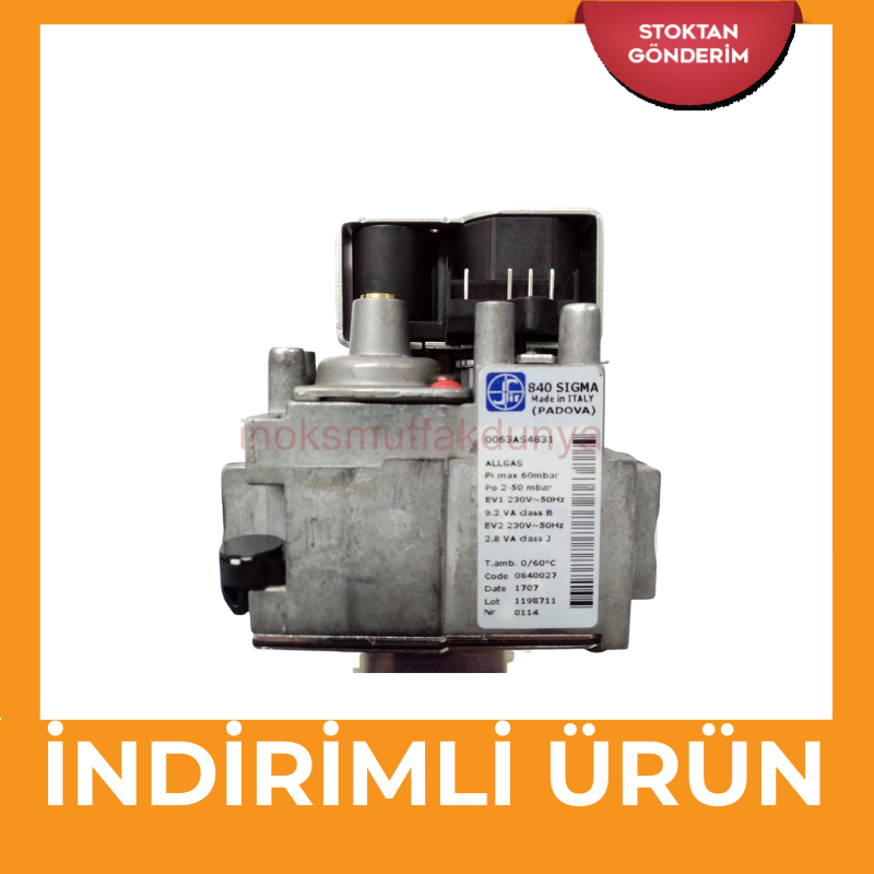 İnoksan 840 SİGMA Yeşil Kart Uyumlu Fırın Gaz Musluğu