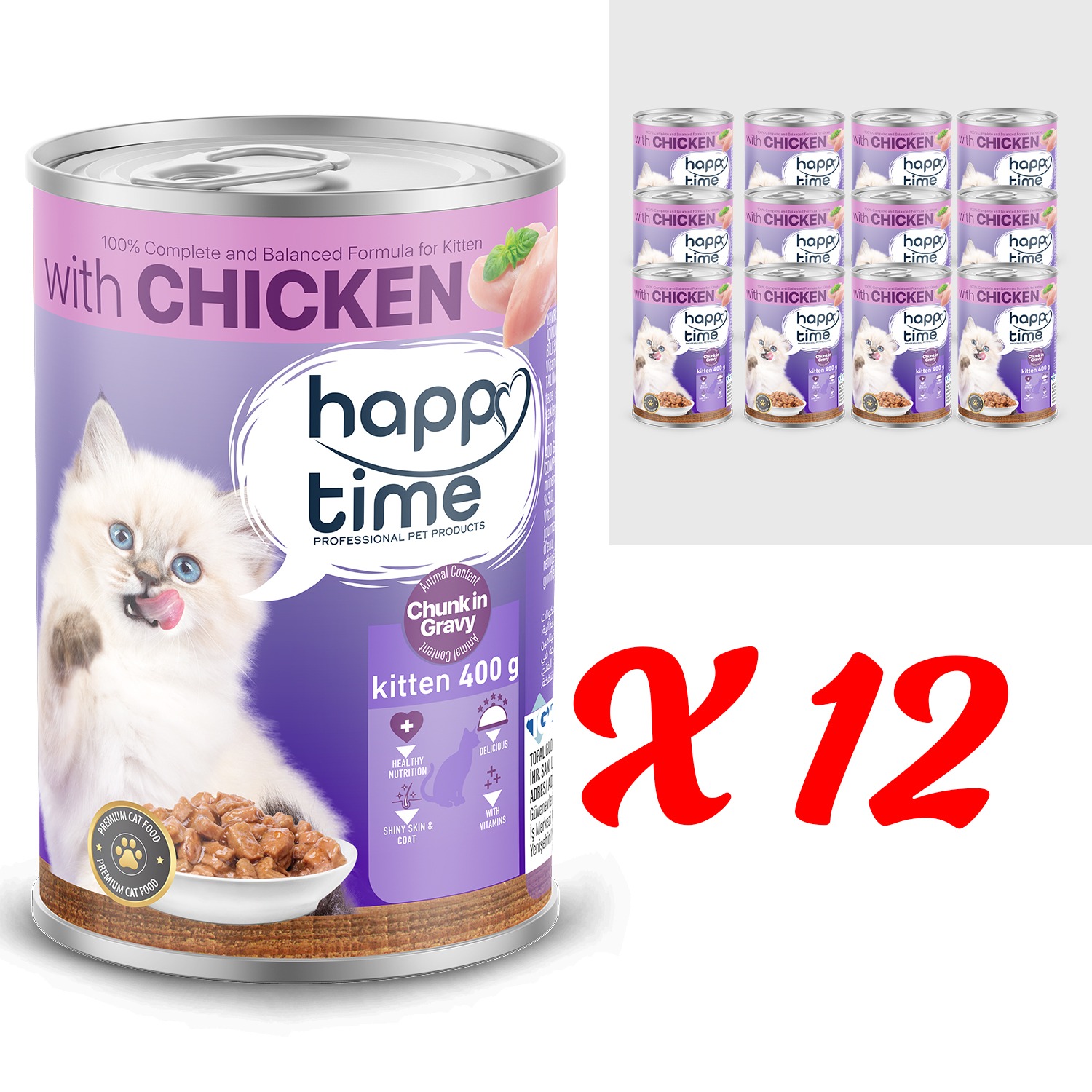 HAPPY TIME BONITO TAVUK P.ET SOSLU YAVRU KEDİ KON 12x400GR