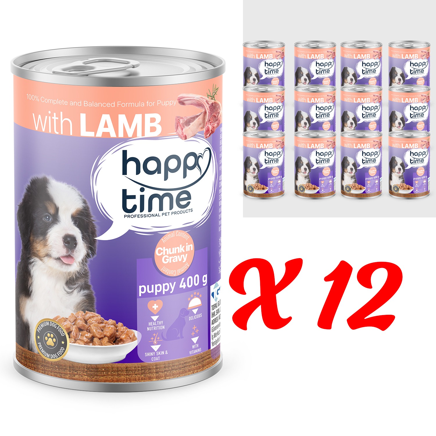 HAPPY TIME BONITO KUZU P.ET SOS YAVRU KÖPEK KON 12x400GR