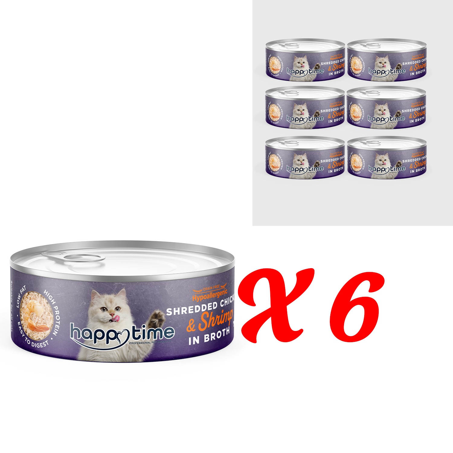 HAPPY TIME TAVUK TİFTİK KARİDES SOSLU YETİŞKİN KEDİ KON 6x70GR