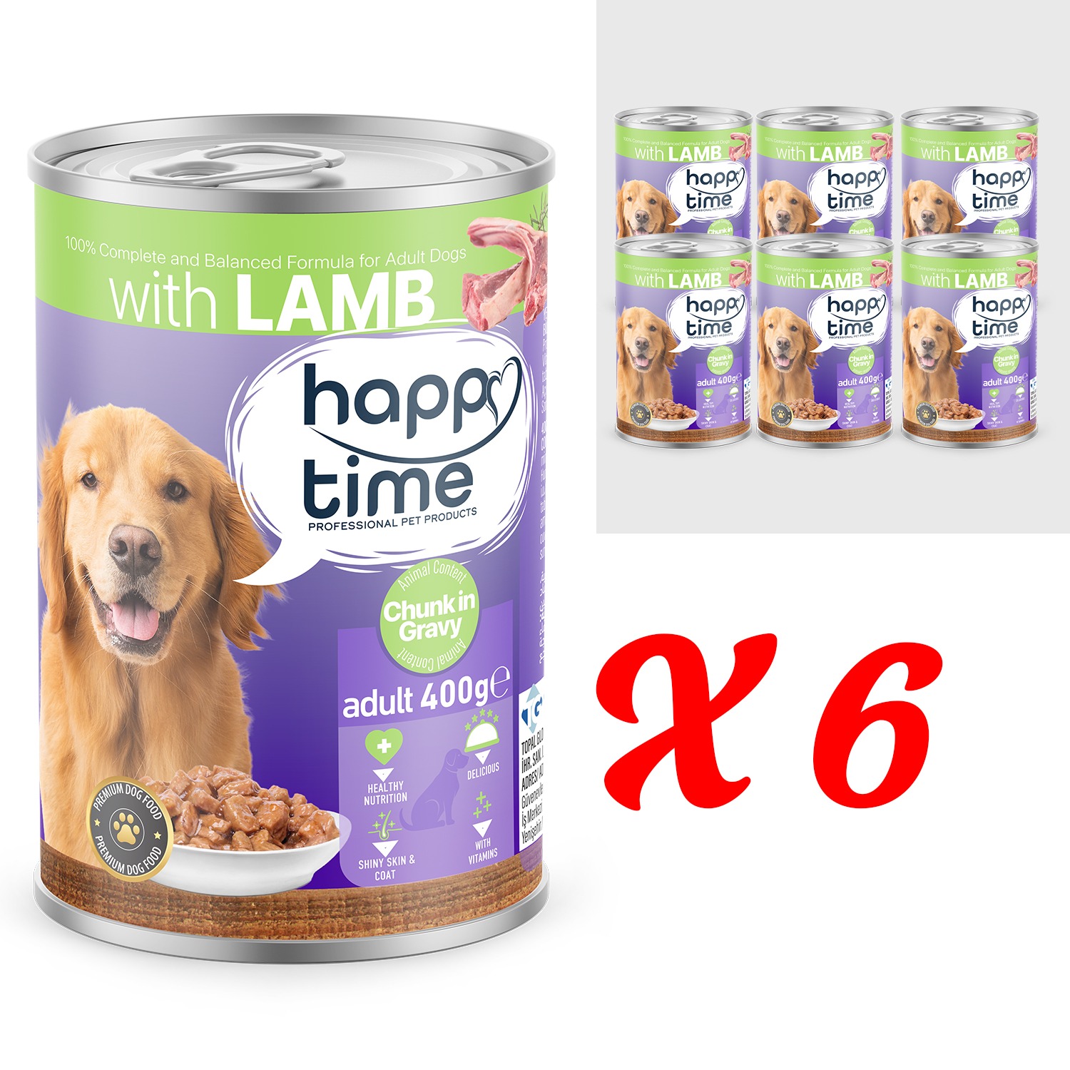 HAPPY TIME BONITO KUZU P.ET SOS YETİŞKİN KÖPEK KON 6x400GR