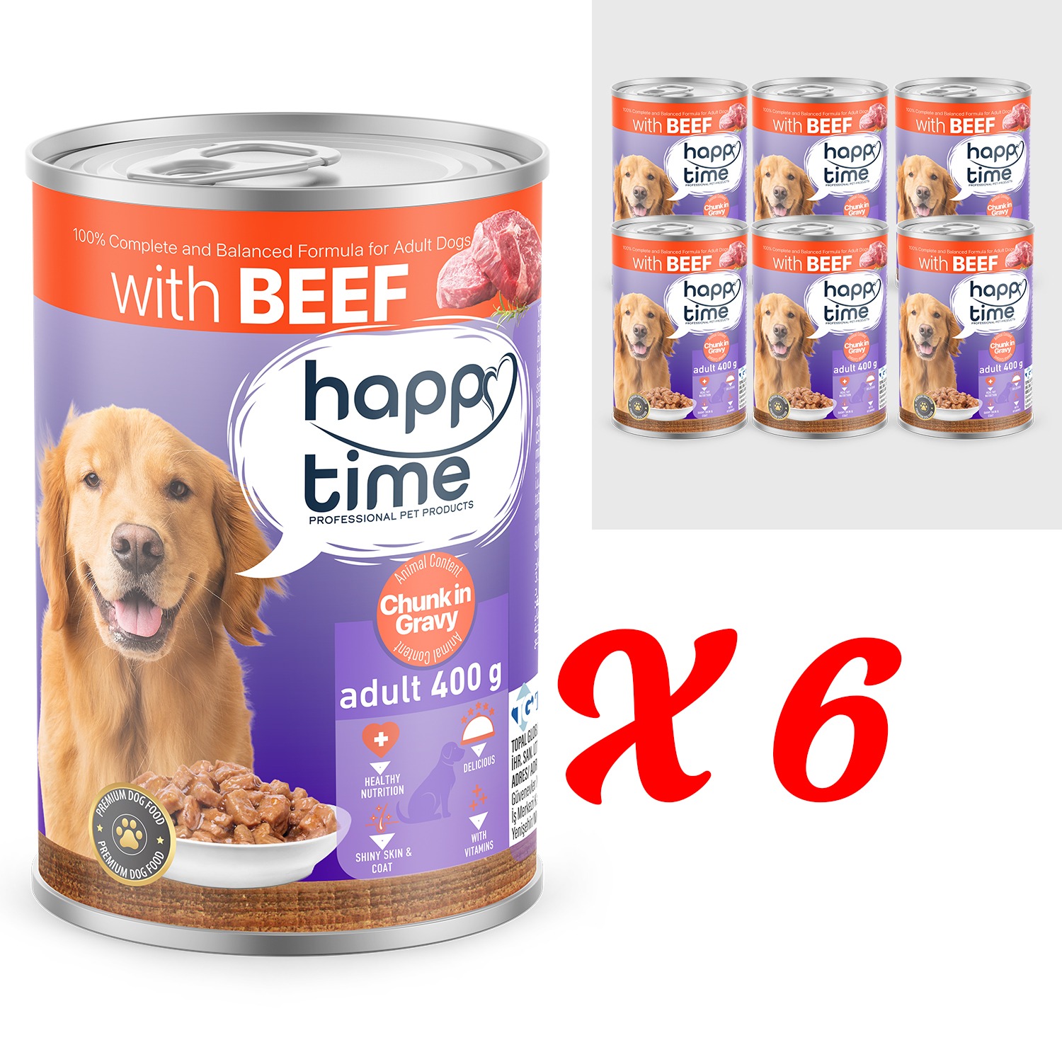 HAPPY TIME BONITO SIĞIR P.ET SOS YETİŞKİN KÖPEK KON 6x400GR