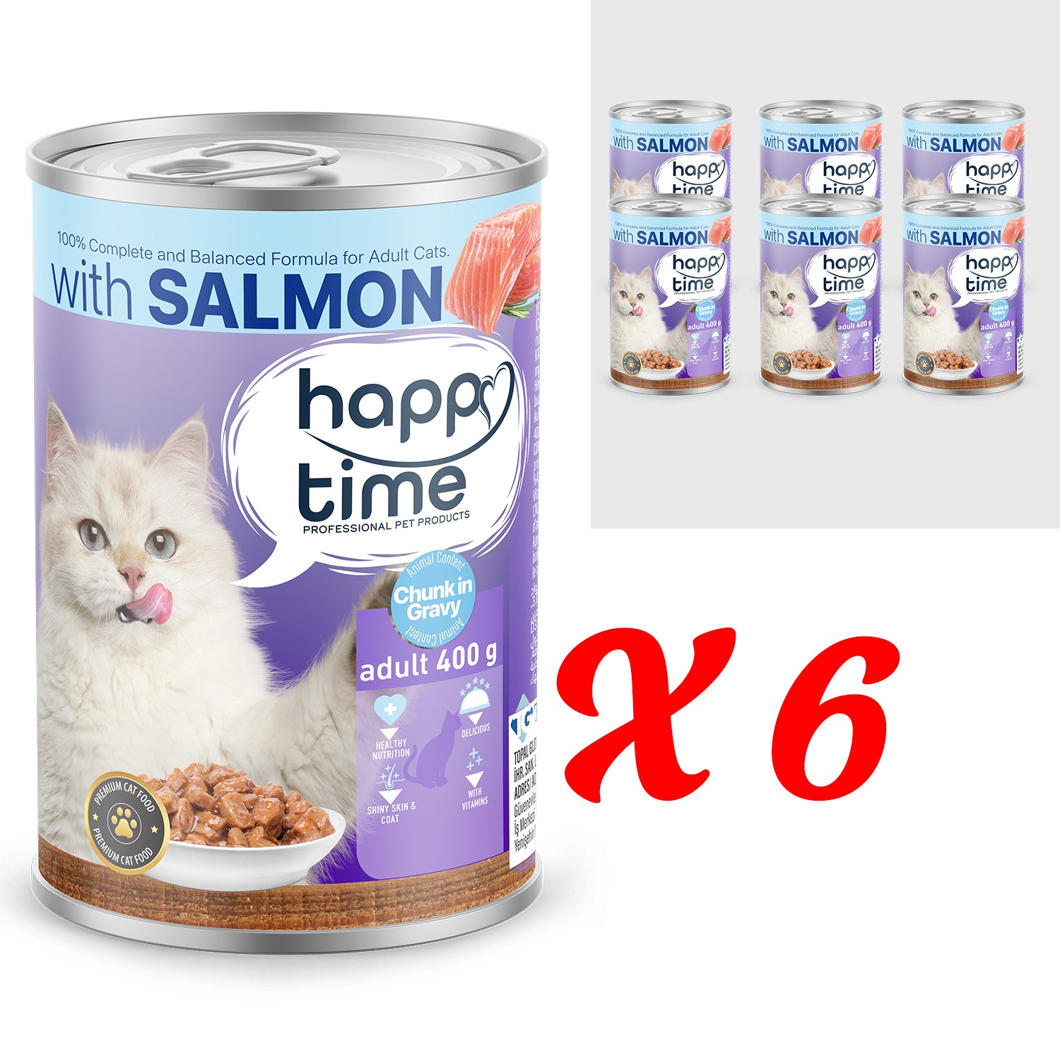 HAPPY TIME BONITO SOMON P.ET SOS YETİŞKİN KEDİ KON 6x400GR