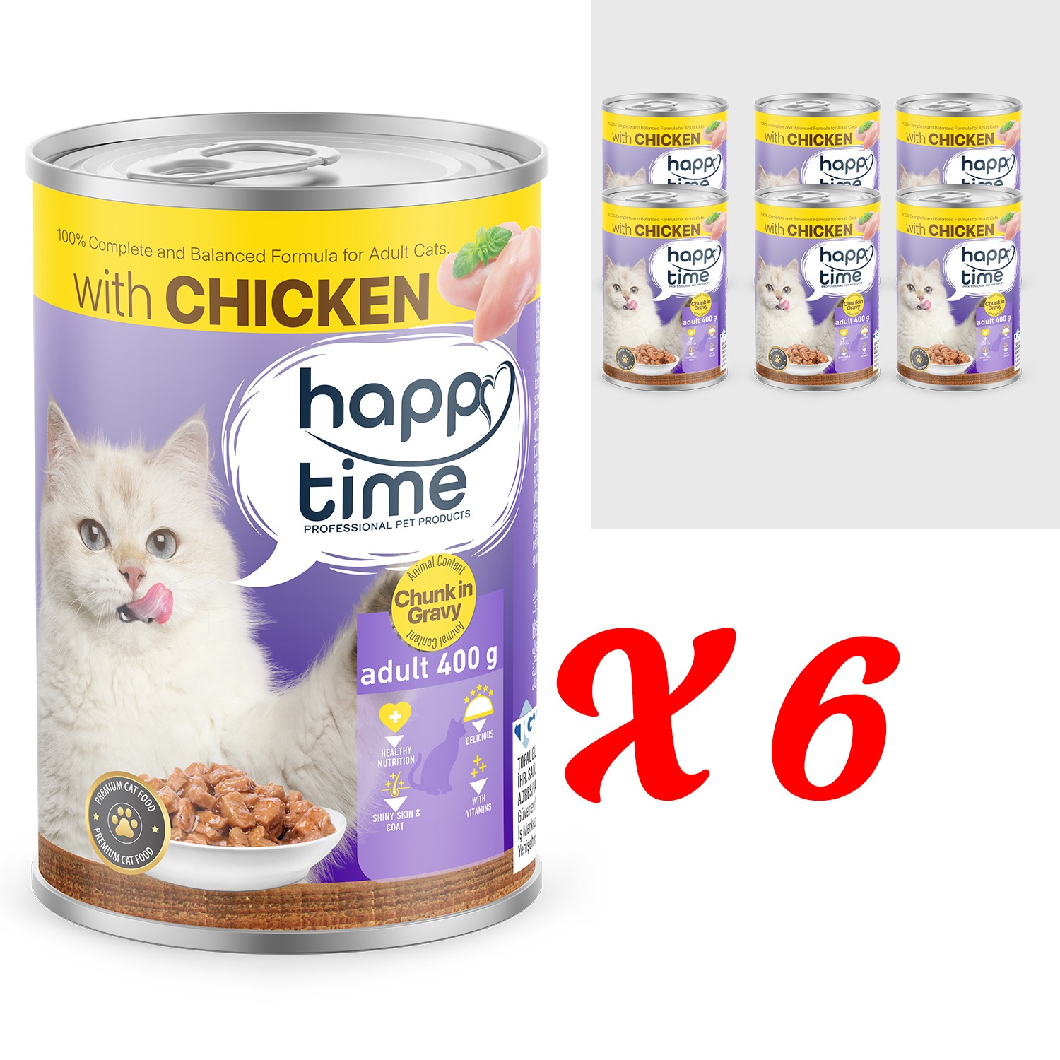 HAPPY TIME BONITO TAVUK P.ET SOSLU YETİŞKİN KEDİ KON 400GR*12