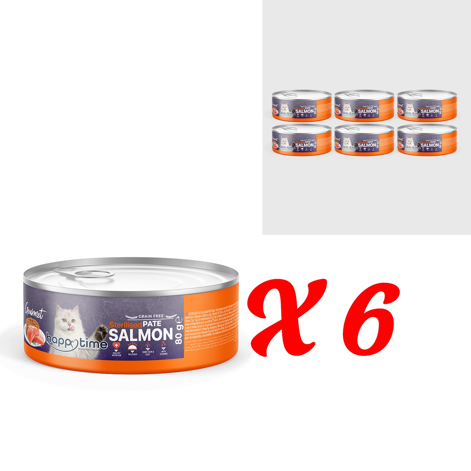 HAPPY TIME SOMONLU EZME KISIR KEDİ KON 6x80GR