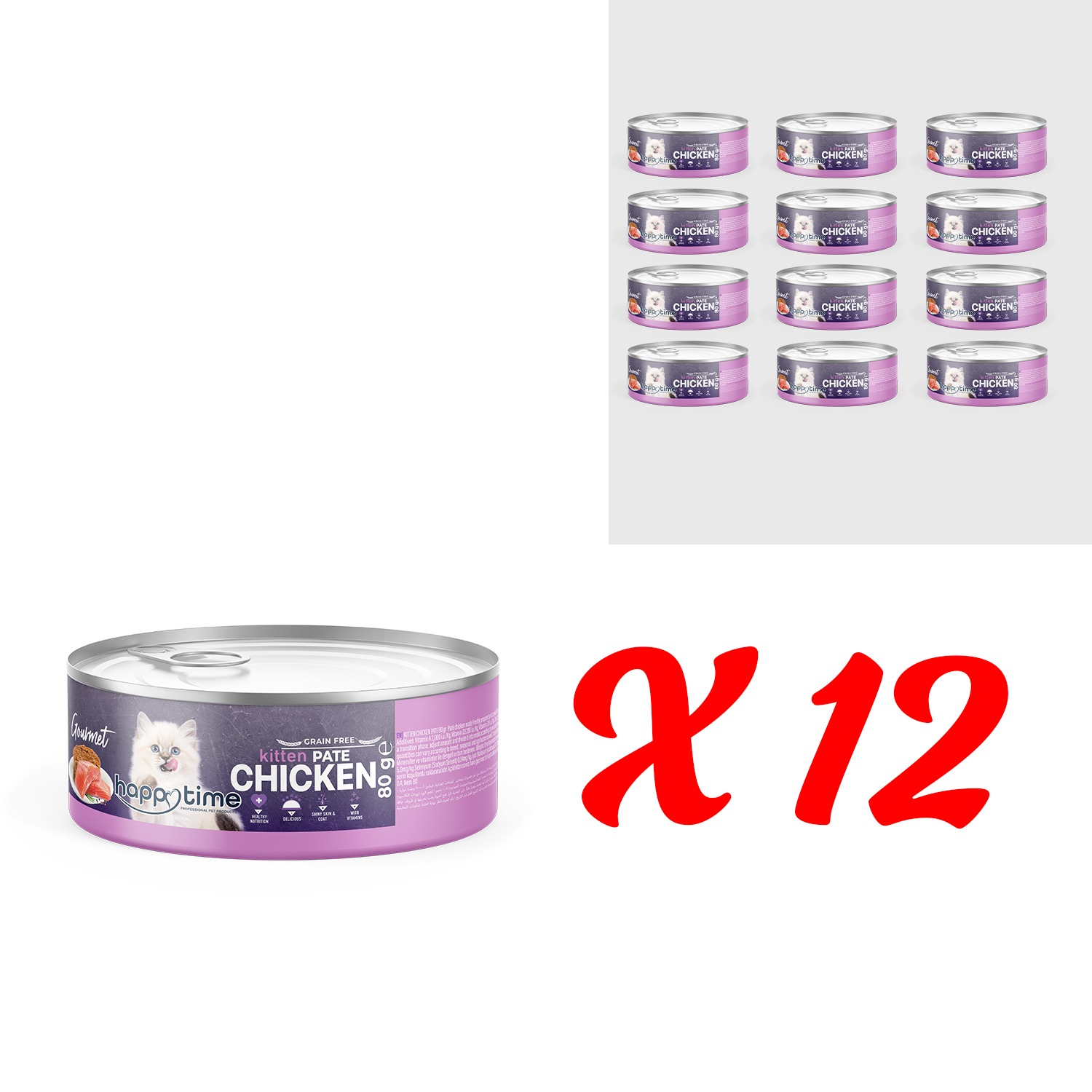 HAPPY TIME TAVUKLU EZME YAVRU KEDİ KONSERVE 12x80GR