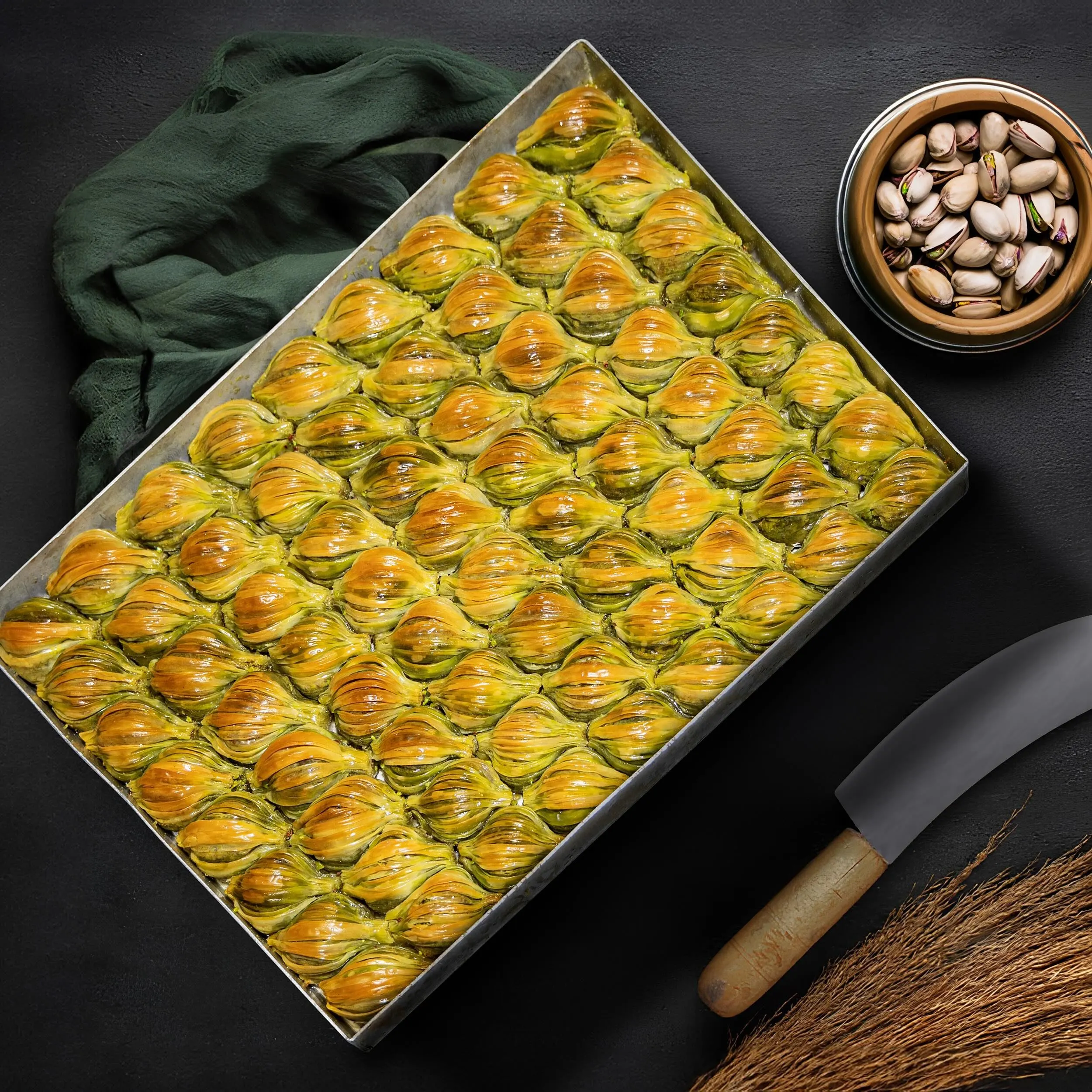 Midye Baklava mit Pistazien (0,5 Kg)