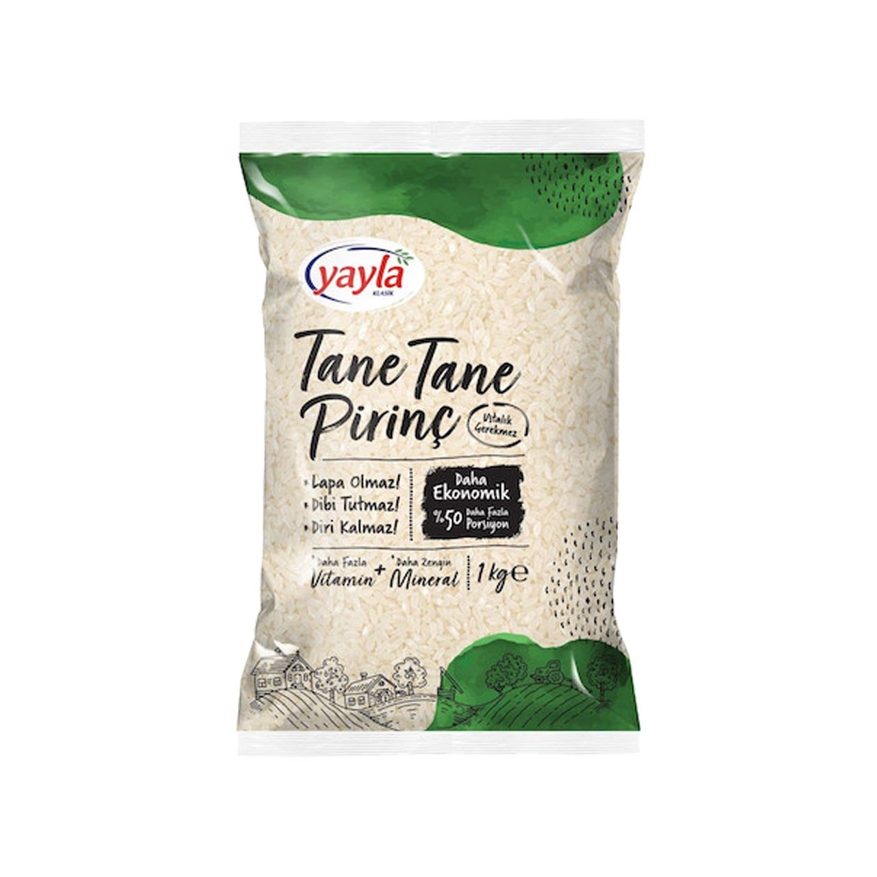 YAYLA TANE TANE PIRINC PAKET 1 KG 